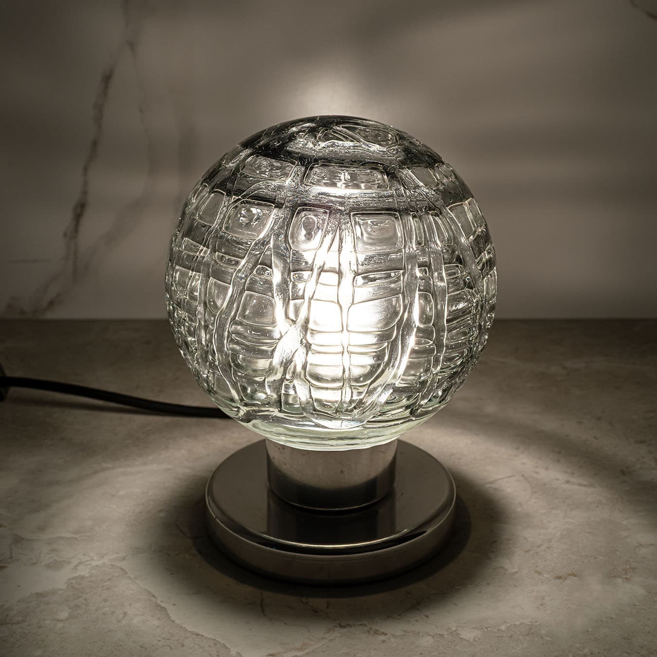 Para lamp stołowych Space Age, szkło transparentne, Doria Leuchten, Niemcy, lata 70. - 61024