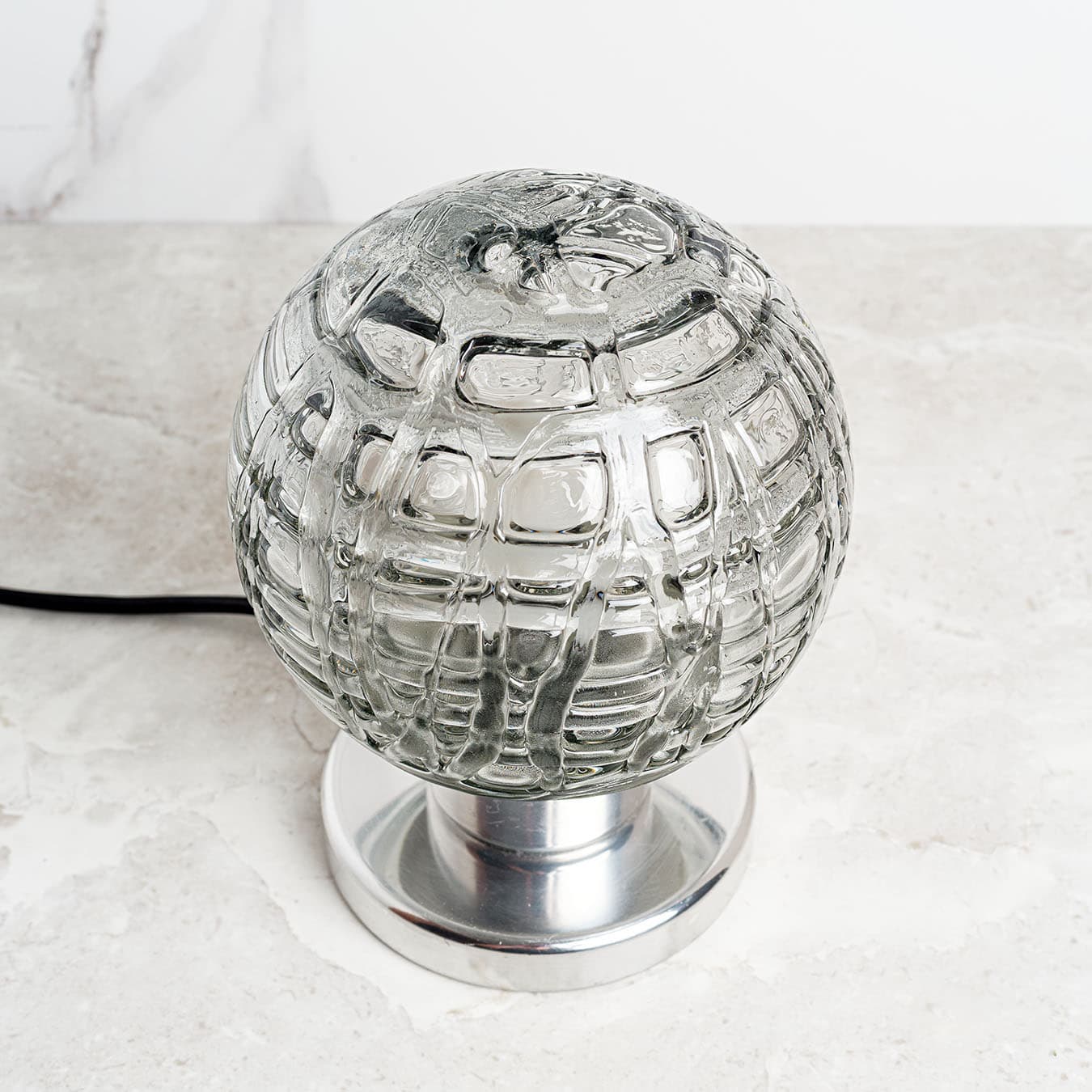 Para lamp stołowych Space Age, szkło transparentne, Doria Leuchten, Niemcy, lata 70. - 61027