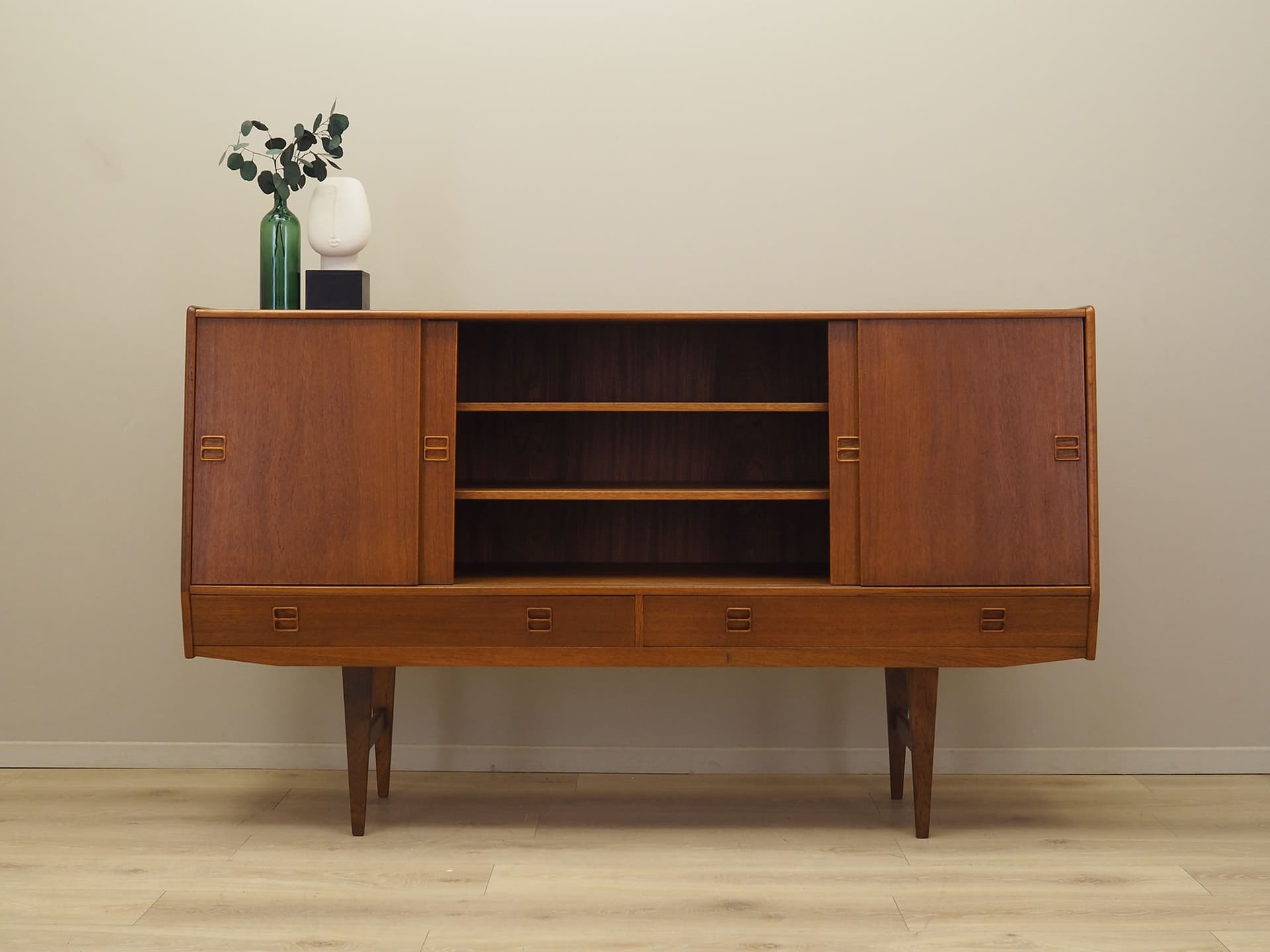 Highboard, brązowy jasny, teak, Dania, lata 60. - 61552