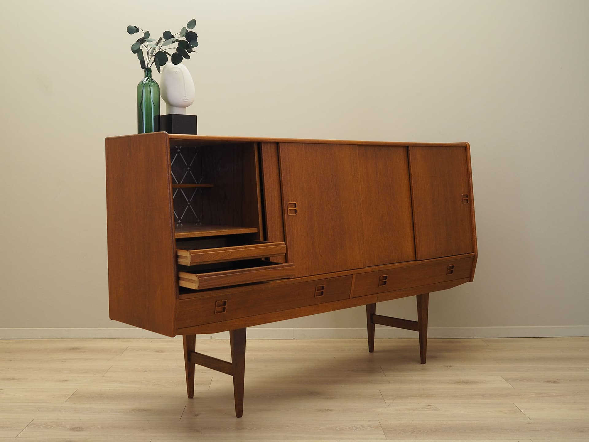 Highboard, brązowy jasny, teak, Dania, lata 60. - 61555