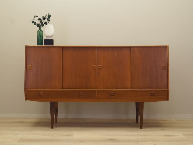 Highboard, brązowy jasny, teak, Dania, lata 60. - WYMIARY
