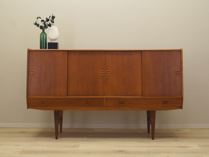 Highboard, brązowy jasny, teak, Dania, lata 60.