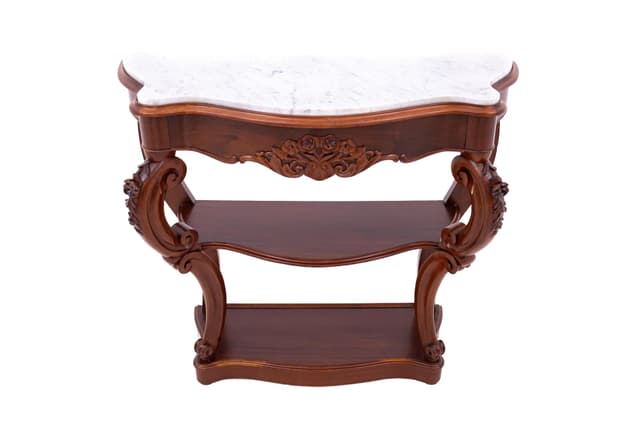Mahoniowa konsola z marmurowym blatem, Francja, lata 80. XIX wieku - WYMIARY