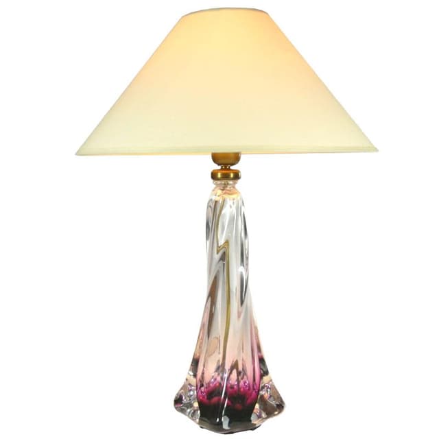 Fioletowa lampa stołowa, Val St Lambert, Belgia, lata 60. - WYMIARY