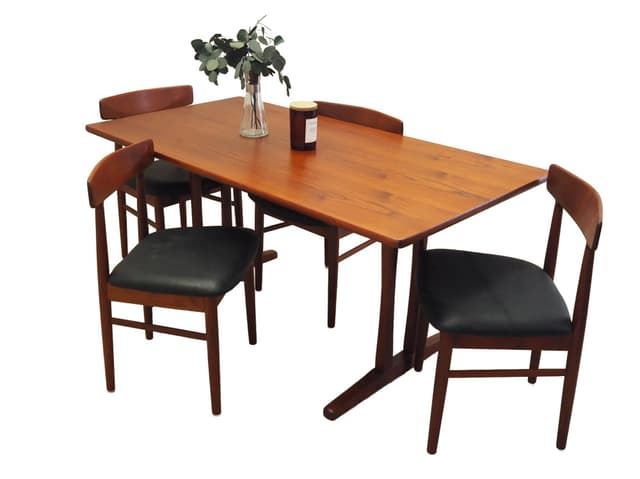 Dining table, light brown teak, by B. Mogensen, Denmark, 1960s. - DIMENSION