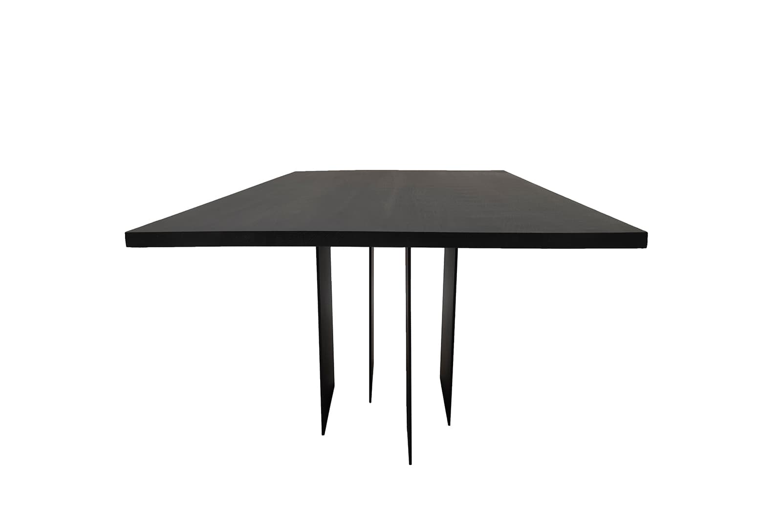 Dining table 180x100x76 cm solid oak wood, black steel, no designer, no brand - 62572