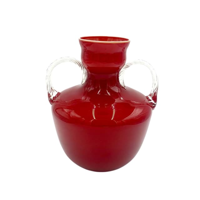 Duży czerwony szklany wazon Opalina Fiorentina Empoli, Włochy, lata 60. - WYMIARY
