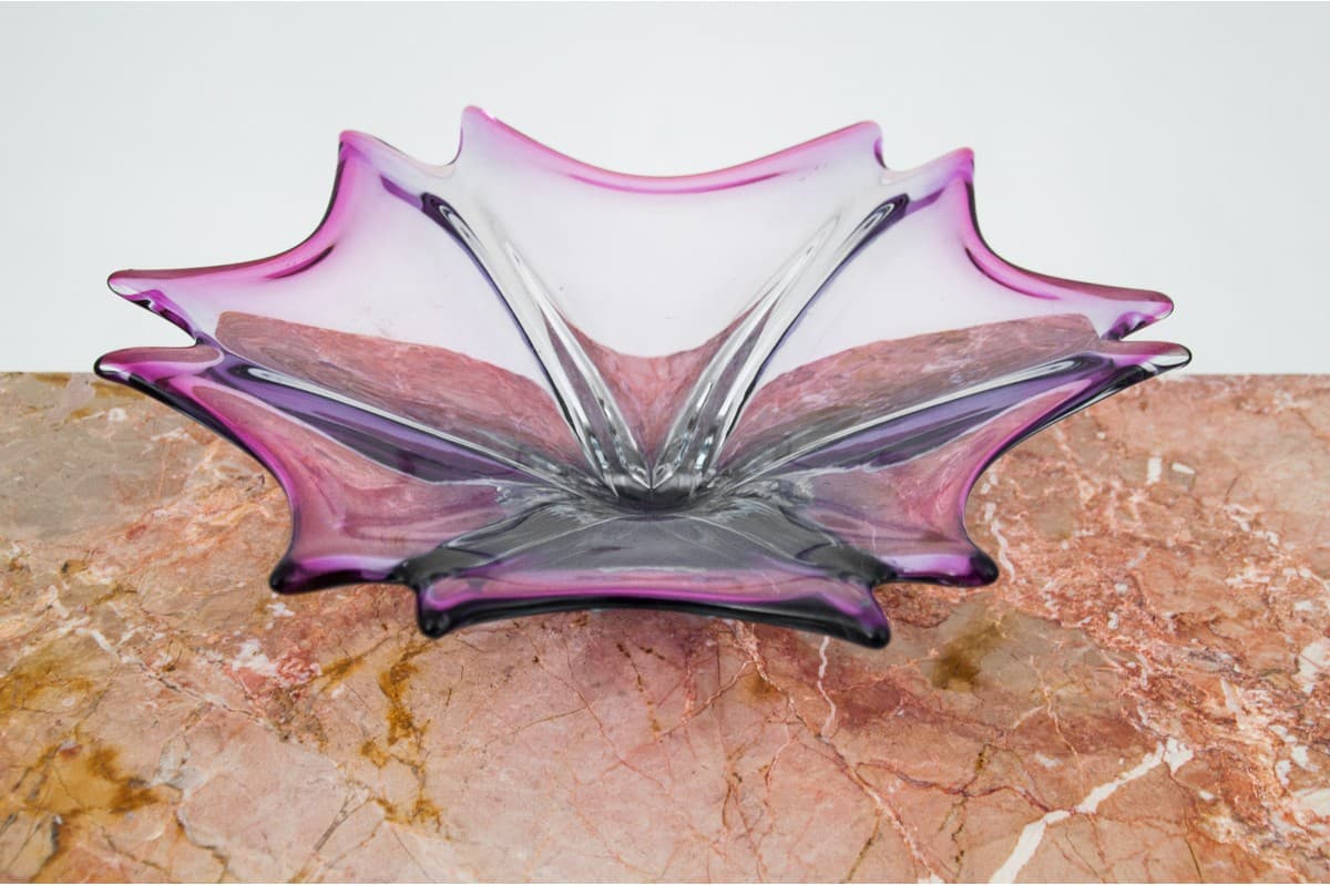 Szklana fioletowa patera, Czechy, lata 70. - 62712