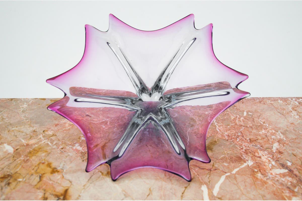 Szklana fioletowa patera, Czechy, lata 70. - 62713