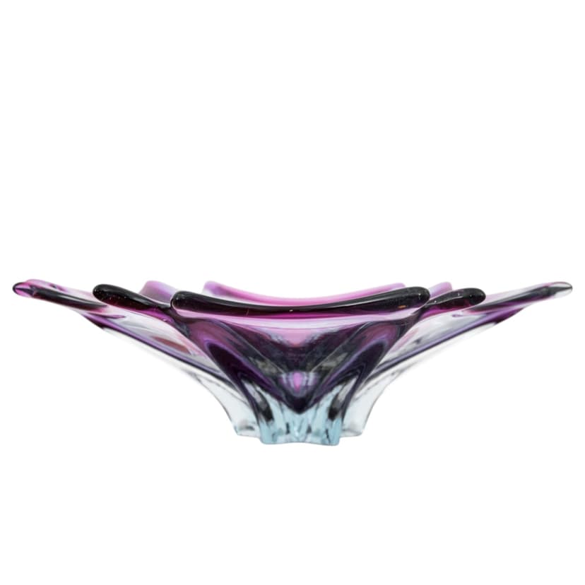 Szklana fioletowa patera, Czechy, lata 70.