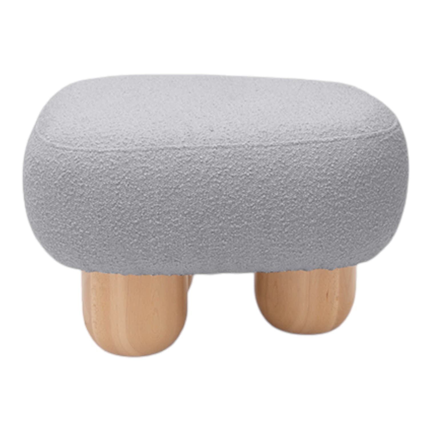 Pouf 64x51x41 cm boucle fabric ivory white, no designer, no brand