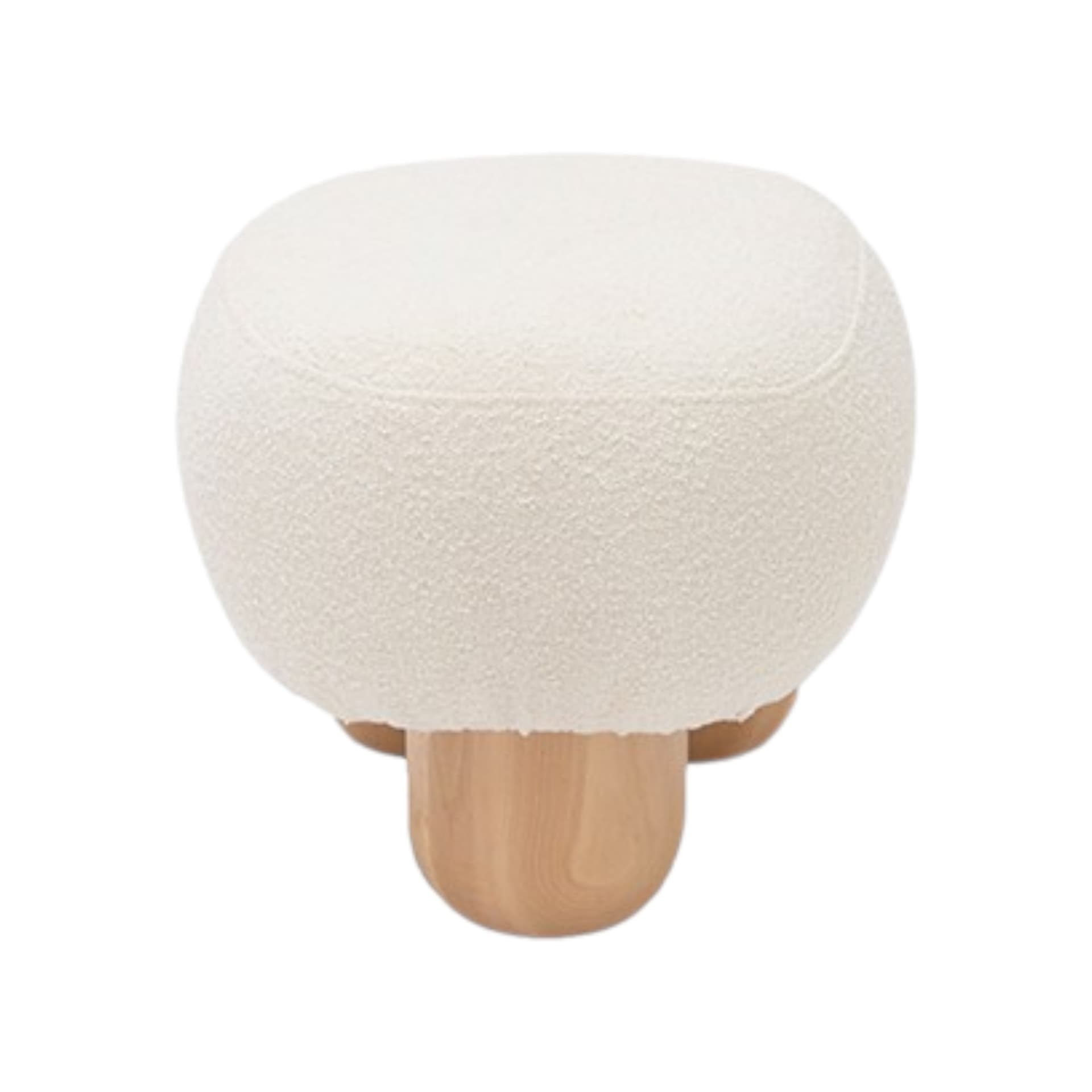 Pouf 64x51x41 cm boucle fabric ivory white, no designer, no brand - 62797