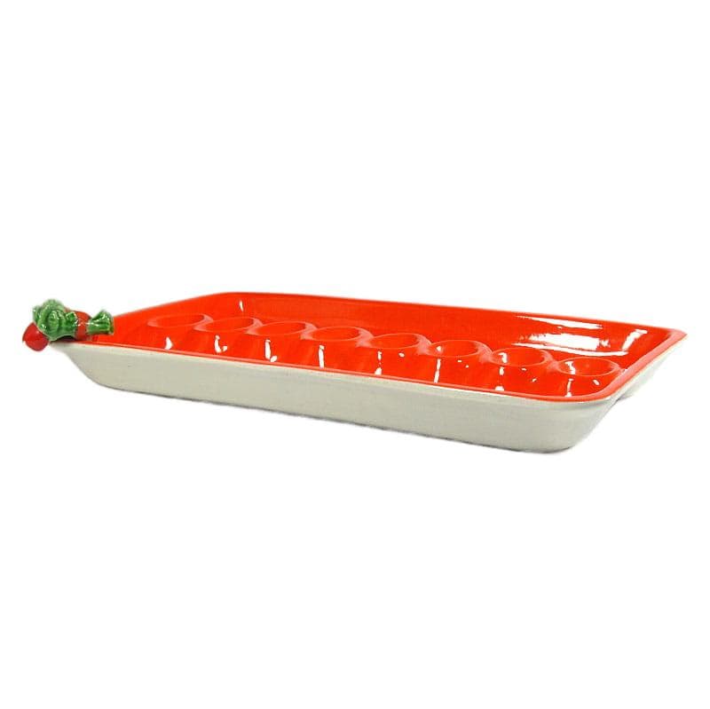 Czerwona ceramiczna patera stołowa, Mancioli, Włochy, lata 60. - 5478