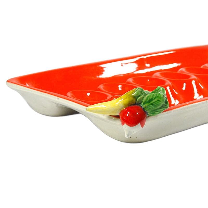 Czerwona ceramiczna patera stołowa, Mancioli, Włochy, lata 60. - 5470