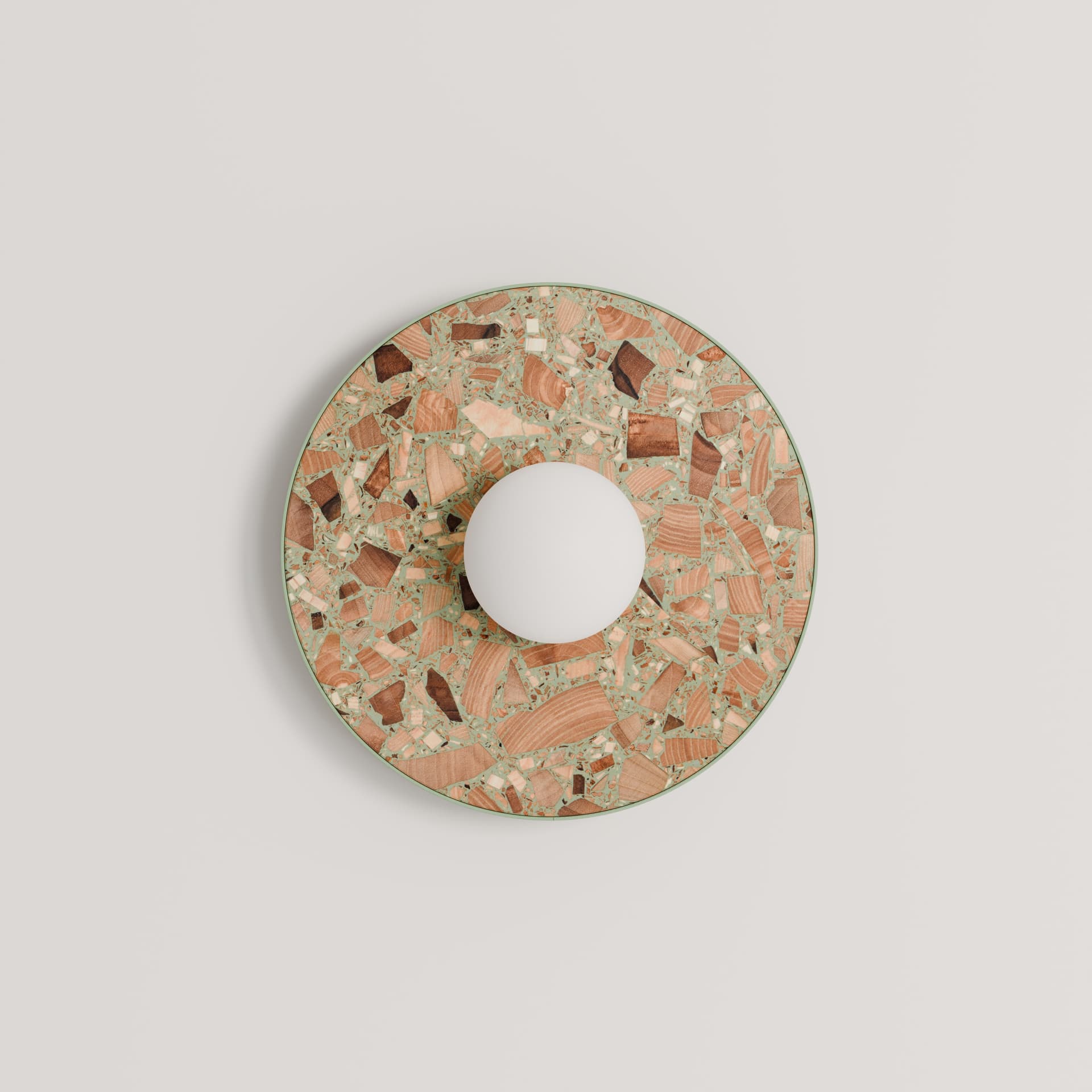 Kinkiet okrągły LEGRA IP44, szałwiowy, Kaspa x Wojciech Mierzwa