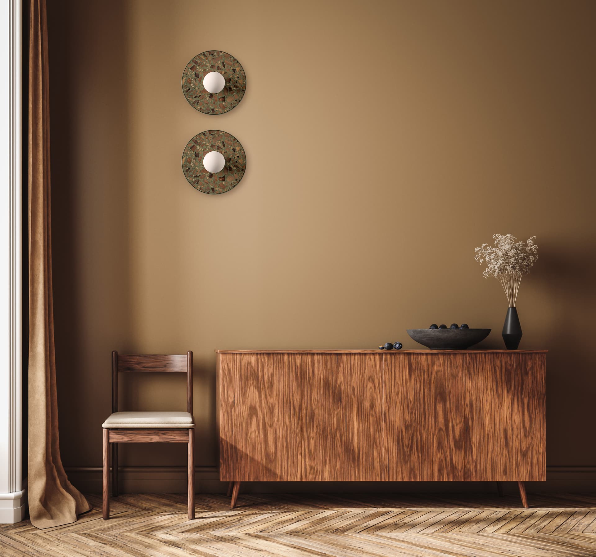 Kinkiet okrągły LEGRA IP44, szałwiowy, Kaspa x Wojciech Mierzwa - 63097