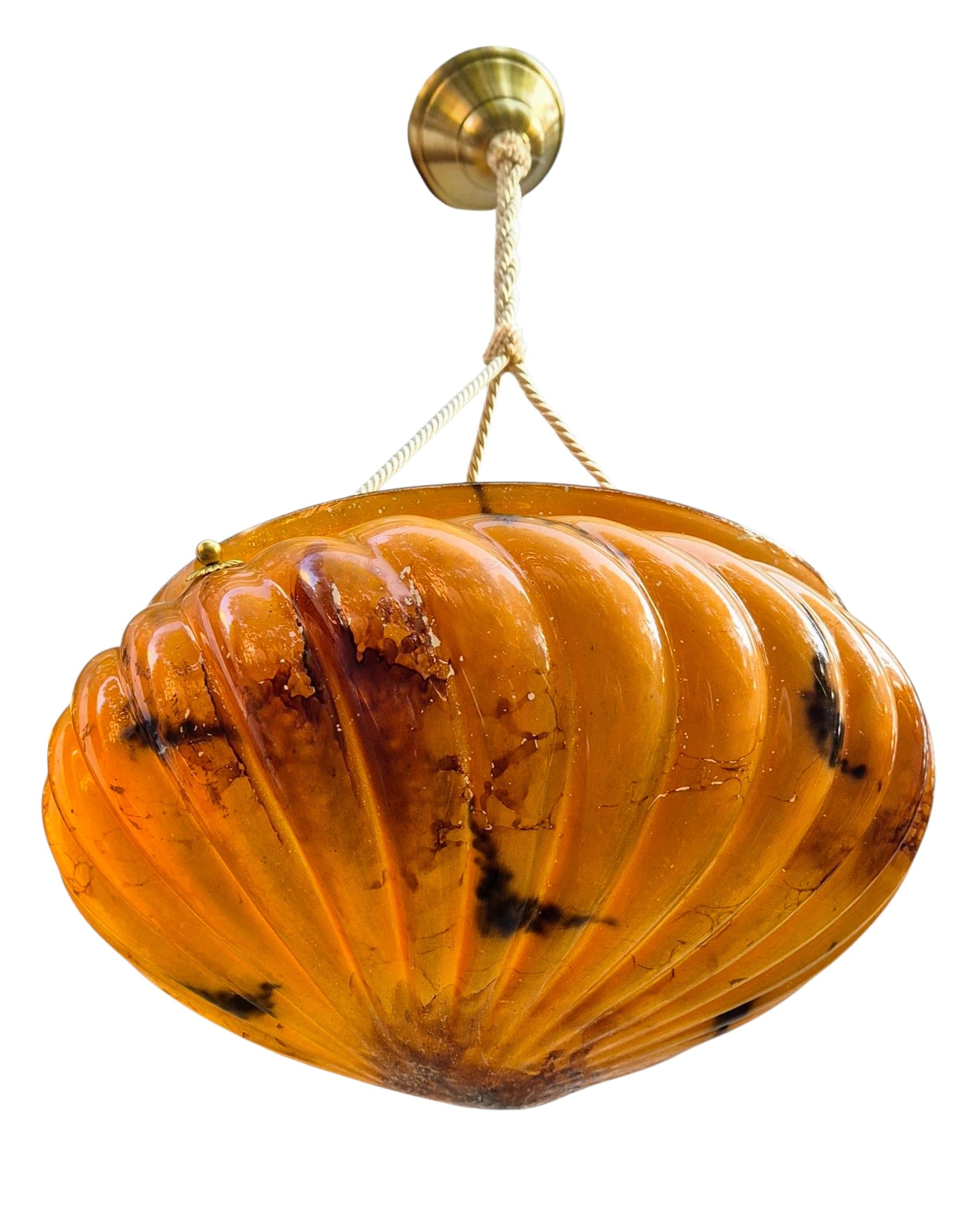 Lampa ampla Art Deco, szkło pomarańczowy, lata 20.