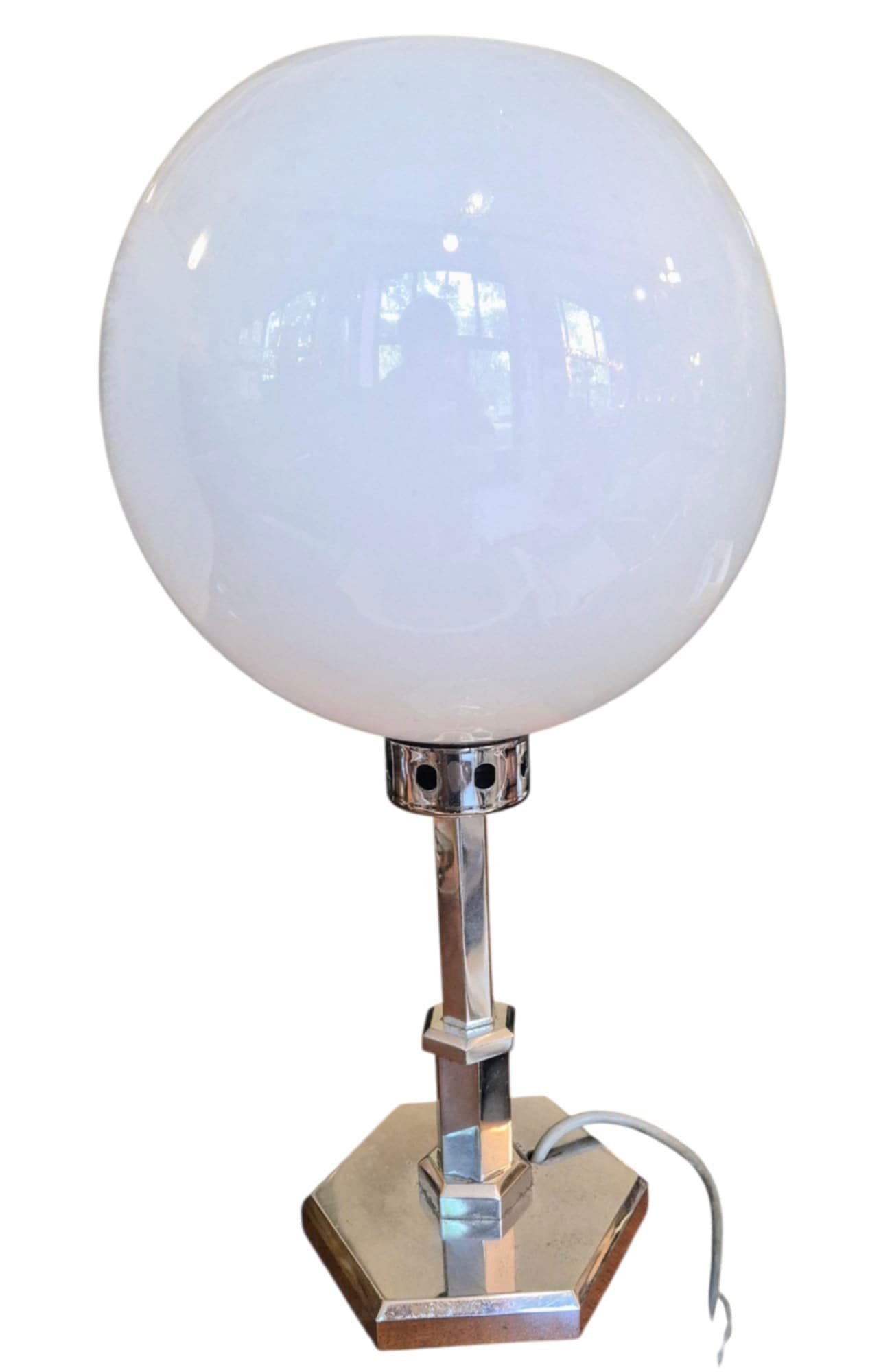 Table Lamp Art Deco, silver chrome metal, 1960s