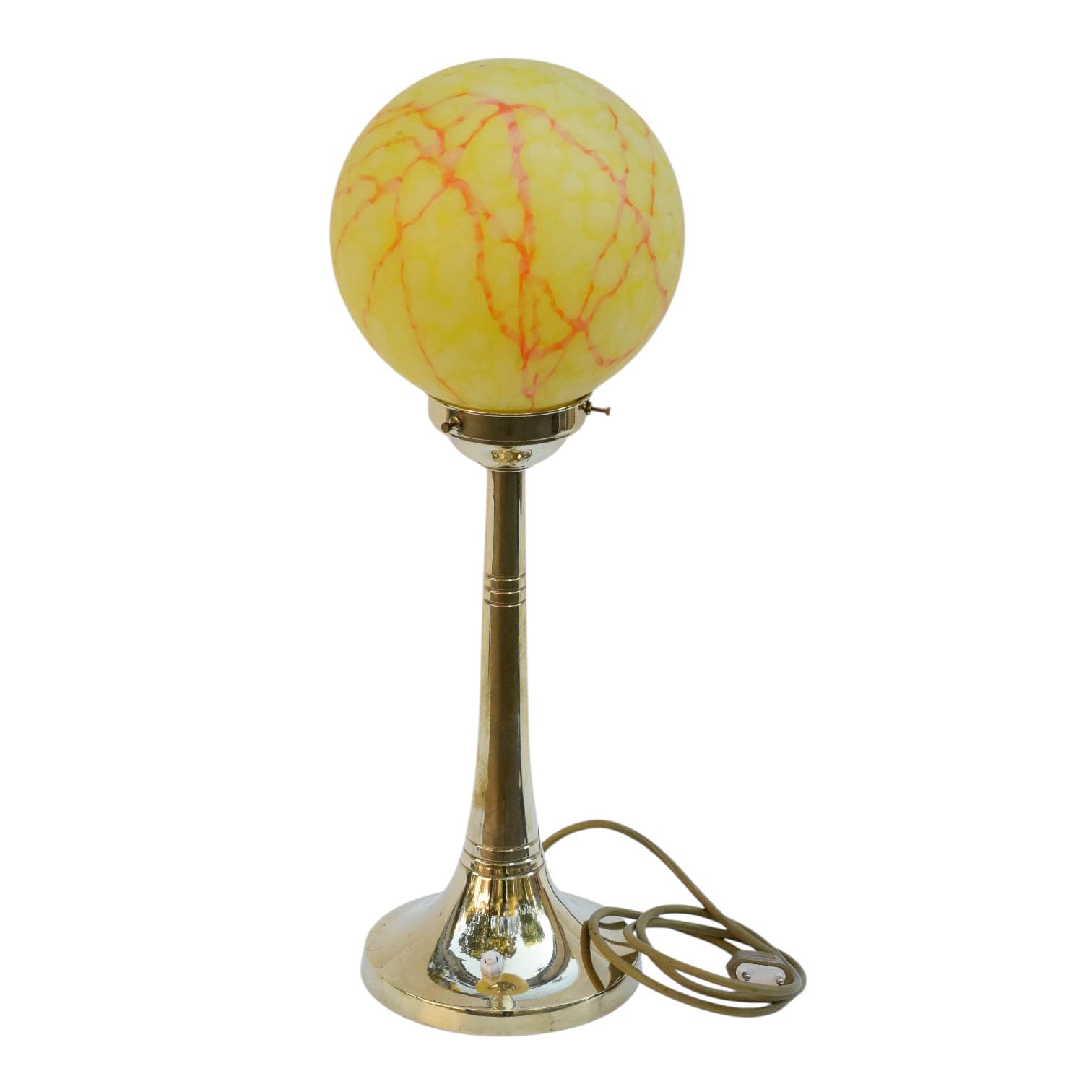 Para lamp stołowych Art Deco, żółty, mosiądz, szkło, lata 20. - 89443