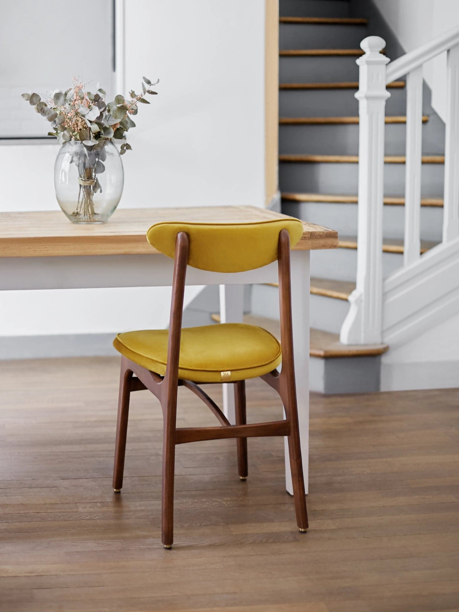 200-190 Chair 45x52x83 cm ash wood, Shine Velvet mustard fabric, by Rajmund Hałas - 63652