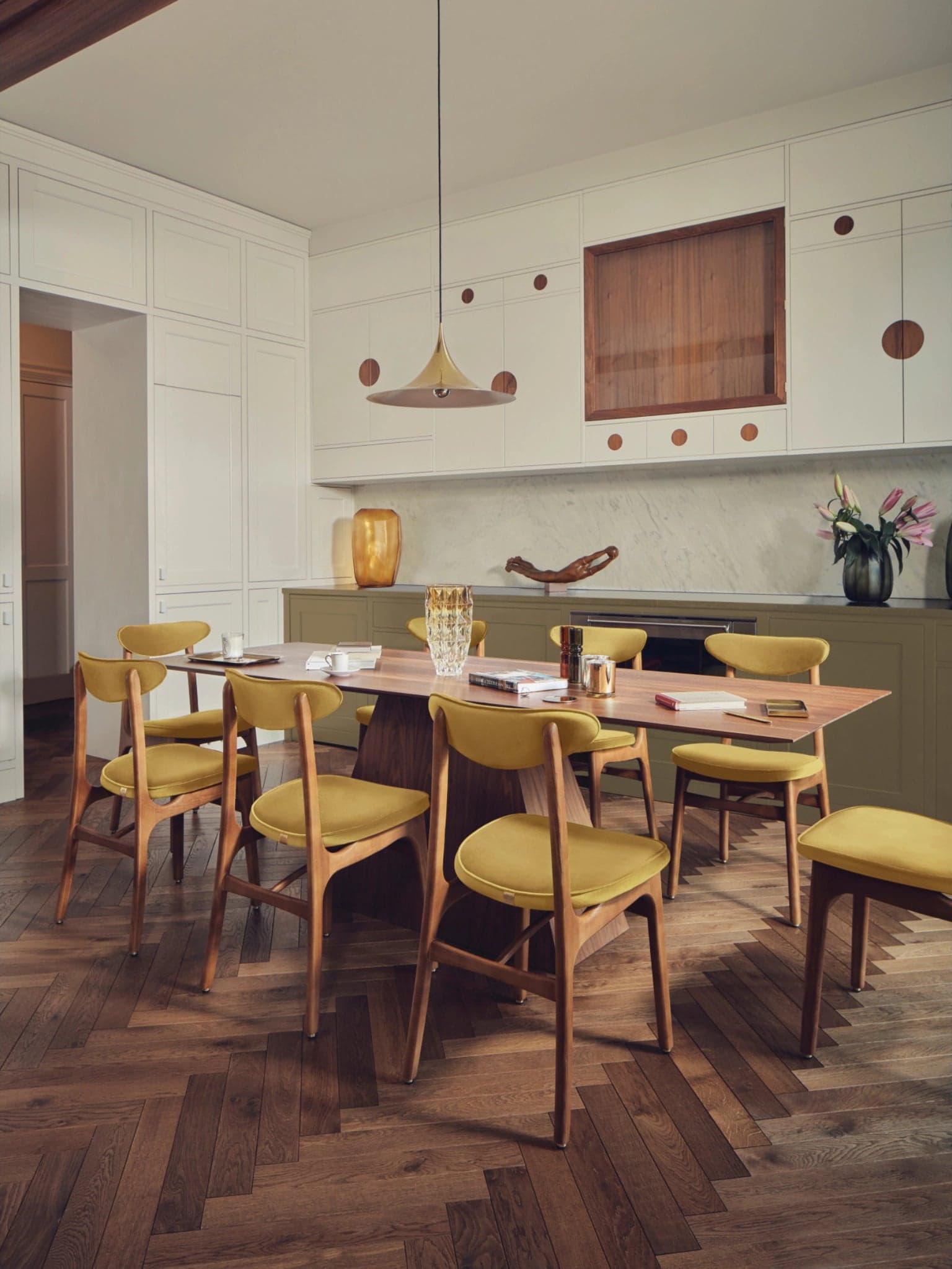 200-190 Chair 45x52x83 cm ash wood, Shine Velvet mustard fabric, by Rajmund Hałas - 63651