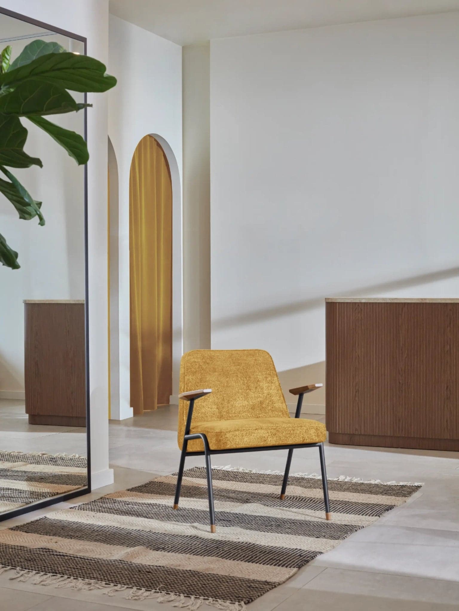 366 Metal Armchair 66x66x73 cm Marble fabric mustard, by Józef Chierowski, 366 Concept - 63744