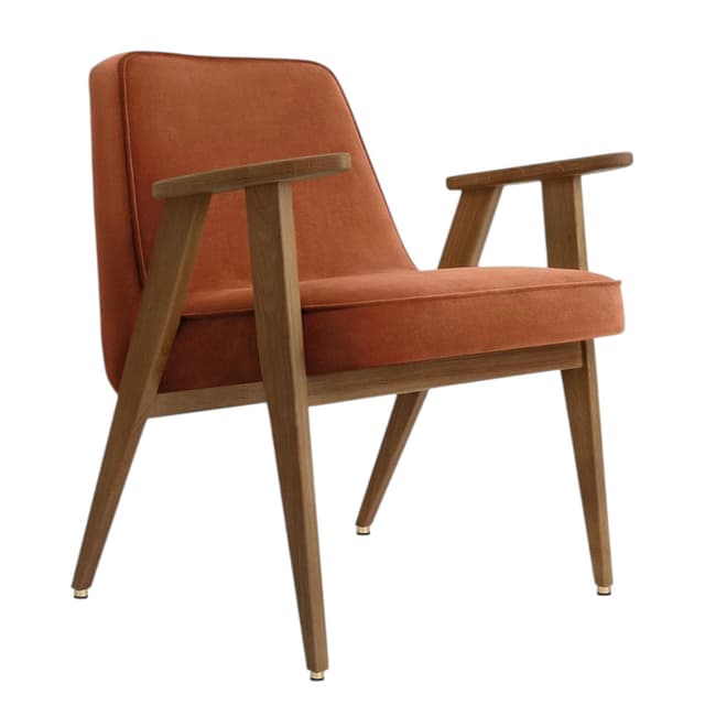 Fotel 366, Velvet Sierra, velvet pomarańczowy 03 Dark, dąb, proj. J. Chierowski, 366 Concept - WYMIARY