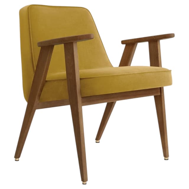 Fotel 366, Shine Velvet Mustard, dąb 03 Dark, proj. J. Chierowski, 366 Concept - WYMIARY