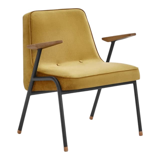 Fotel 366 Metal, Shine Velvet musztardowy, stal czarna, proj. J. Chierowski, 366 Concept - WYMIARY