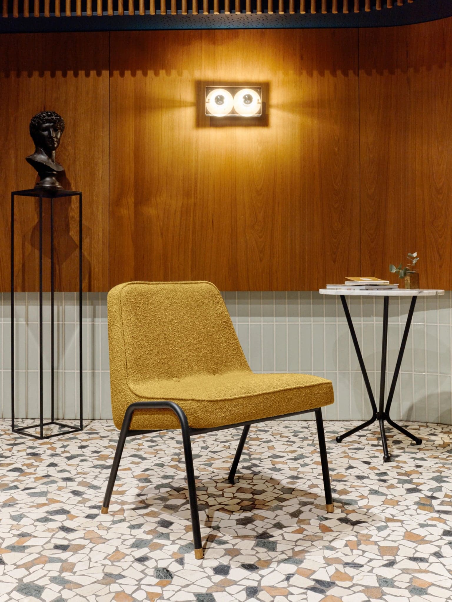 Fotel klubowy 366 Metal Boucle Creme biały bez podłokietników, 366 Concept - 63870