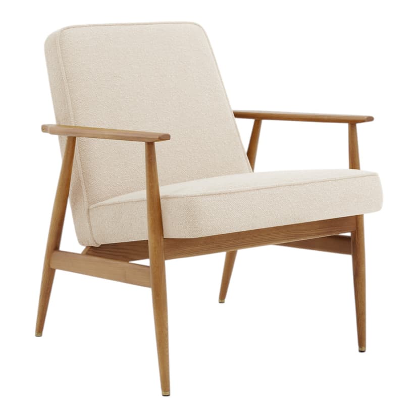 Fotel Fox, Boucle Creme, jesion 02 Natural, 366 Concept