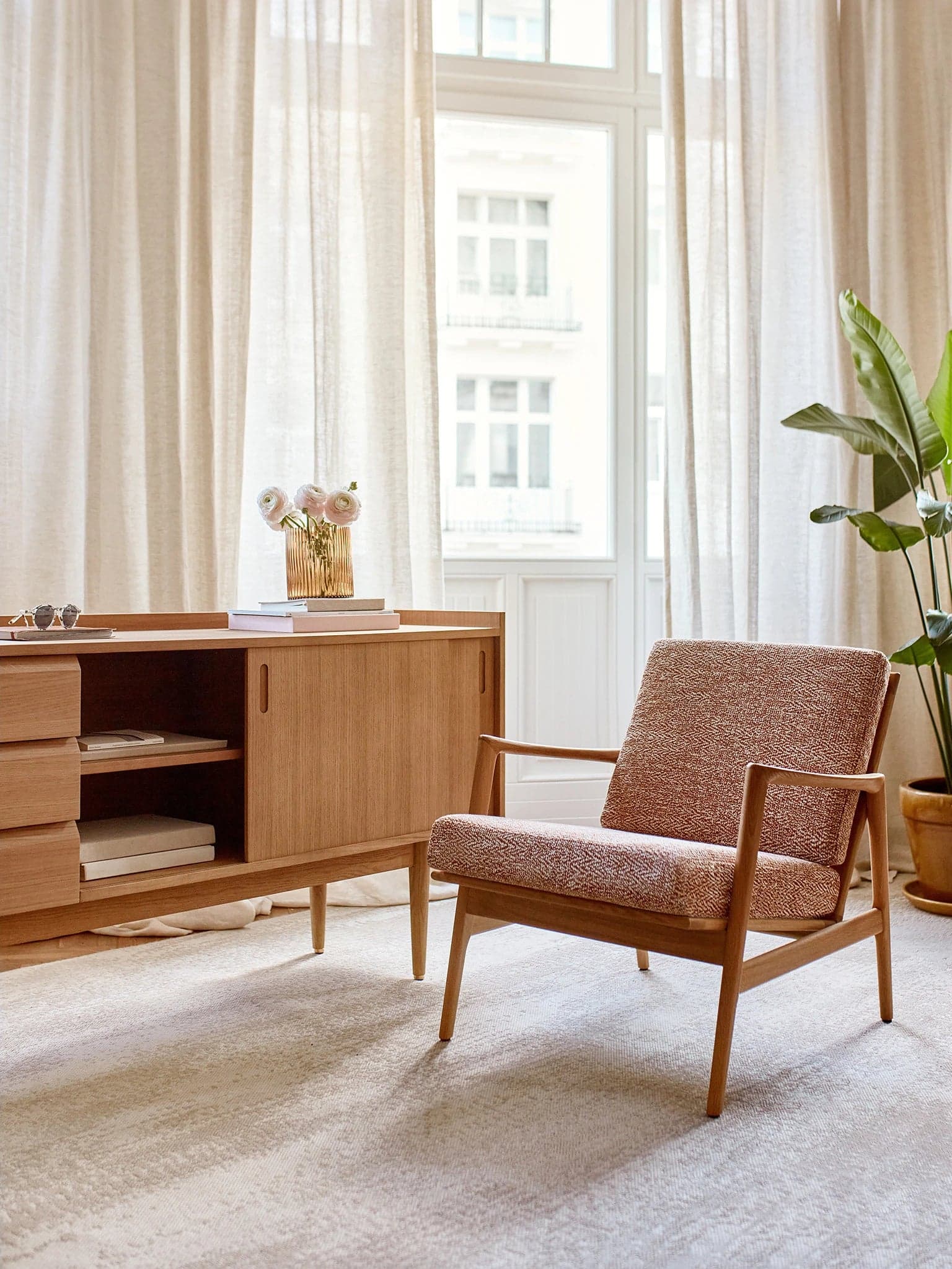 Stefan Armchair 70x79x76 cm oak red Braid Sierra fabric, , - 64424