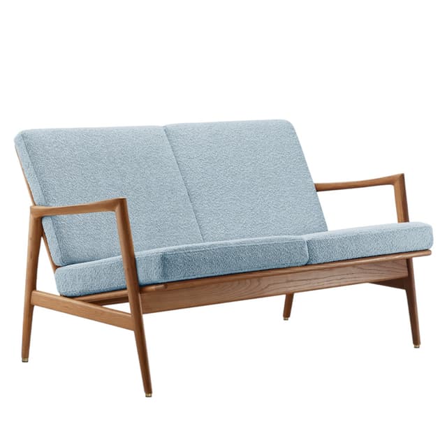 Sofa dwuosobowa Stefan, Boucle niebieski 03 Dark, dąb, 366 Concept - WYMIARY