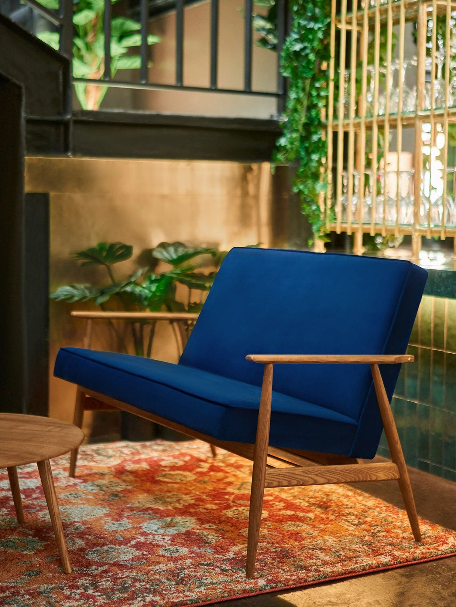 Fox Sofa Velvet Indigo 120x70x78 cm blue ash, by unknown designer, no brand - 64821