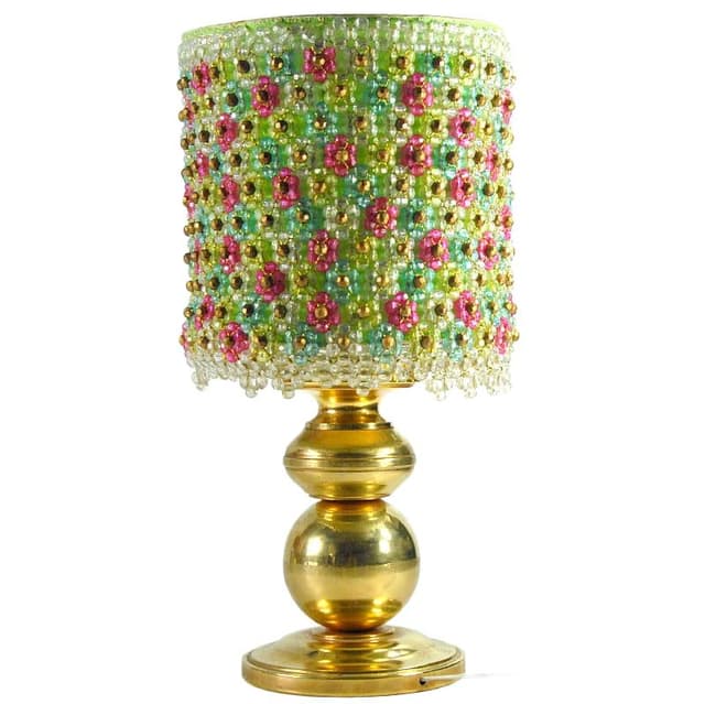 Złota lampa stołowa, eklektyczna, lata 70. - WYMIARY