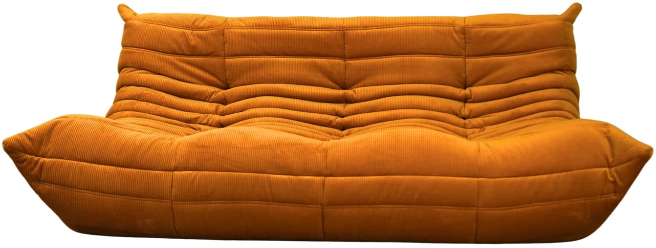 Sofa Togo trzyosobowa, cord złoty nawłociowy