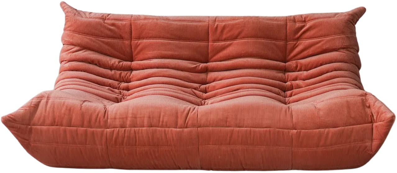 Sofa Togo trzyosobowa, cord coral