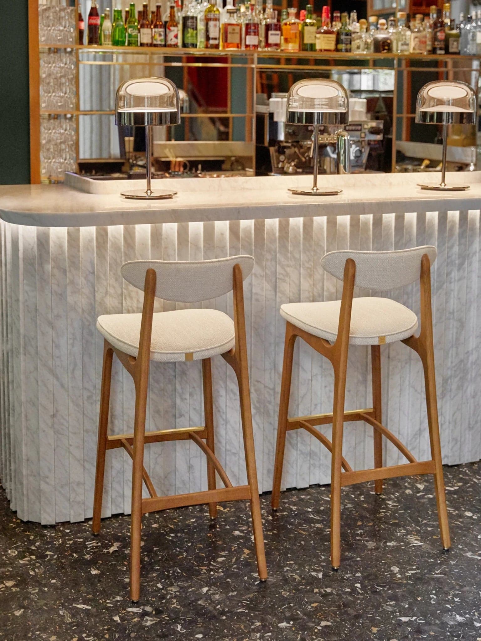 200-190 M/75 Bar stool 45x52x102 cm ash wood, Marble ivory fabric, 366 Concept - 64979