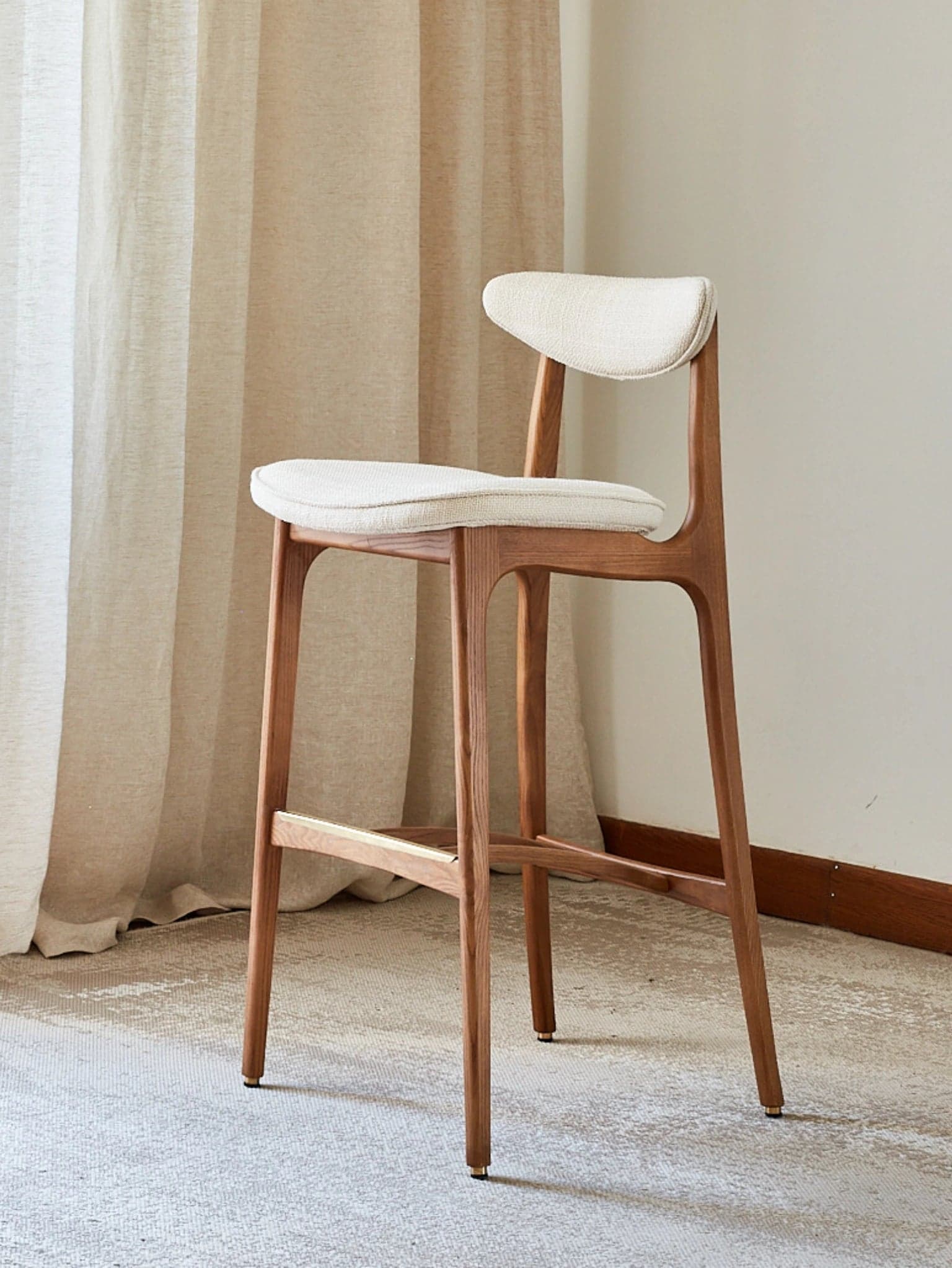 200-190 M/75 Bar stool 45x52x102 cm ash wood, Marble ivory fabric, 366 Concept - 64981