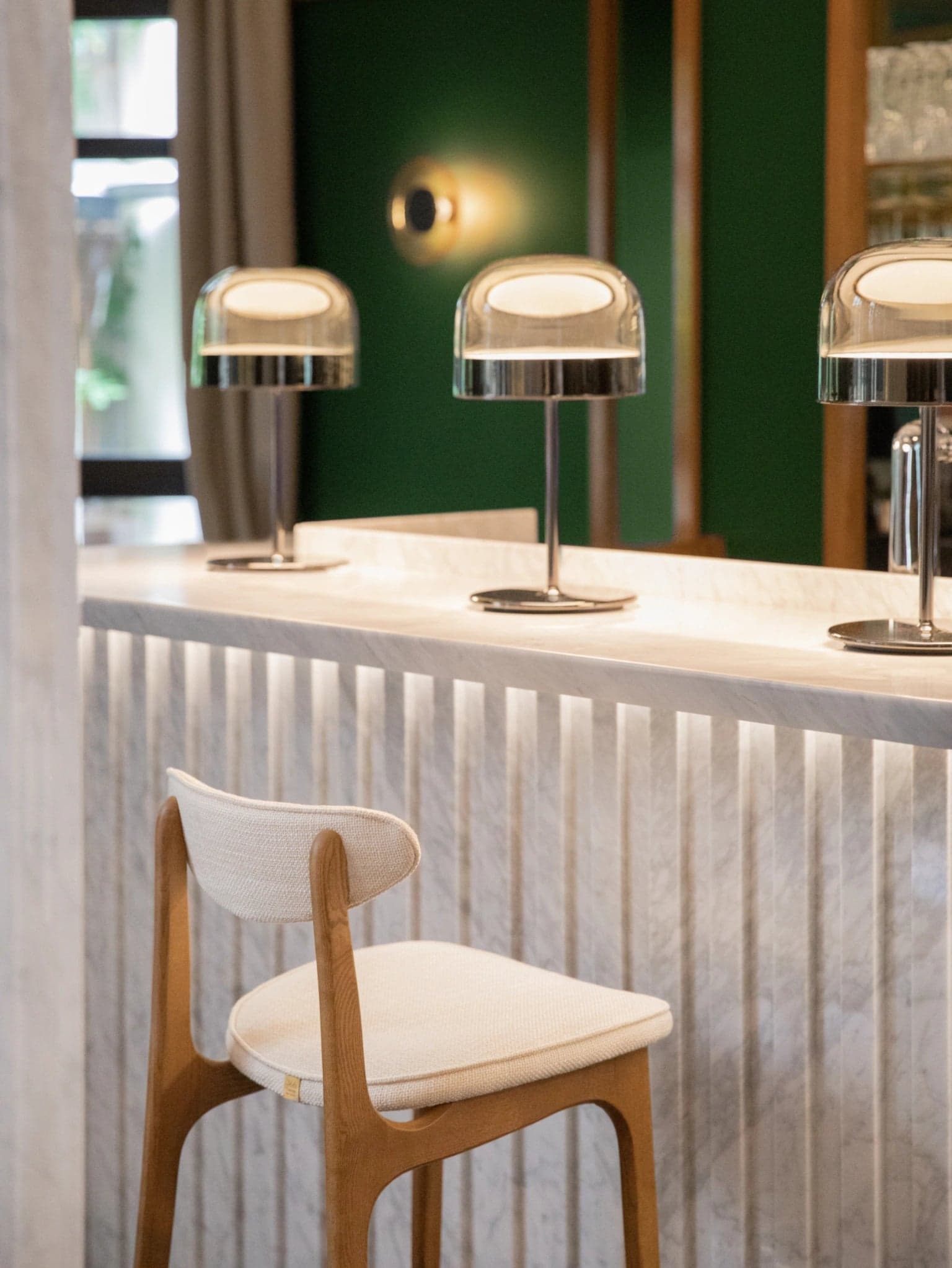 200-190 M/75 Bar stool 45x52x102 cm ash wood, Marble ivory fabric, 366 Concept - 64980