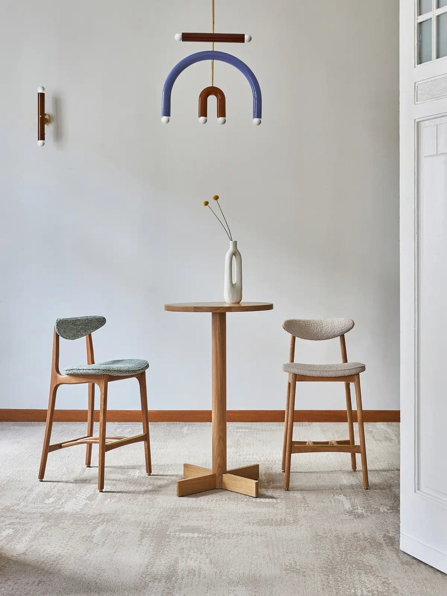 200-190 S/65 Bar stool 45x52x92 cm ash mustard Marble fabric, 366Concept - 64990