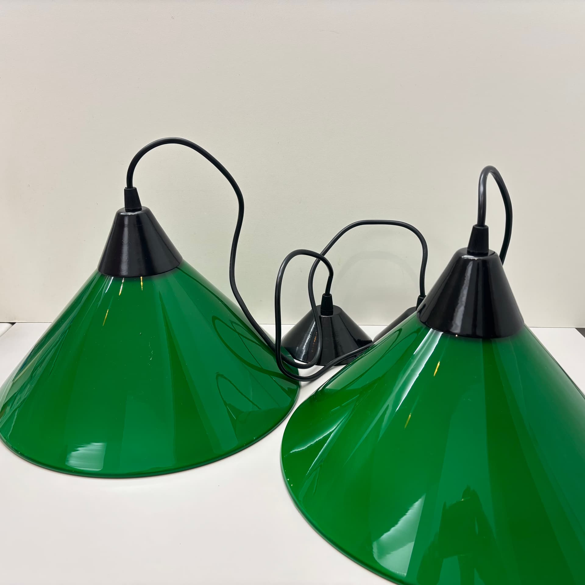 Para lamp wiszących, zielony, szkło, Niemcy, lata 80. - 65049