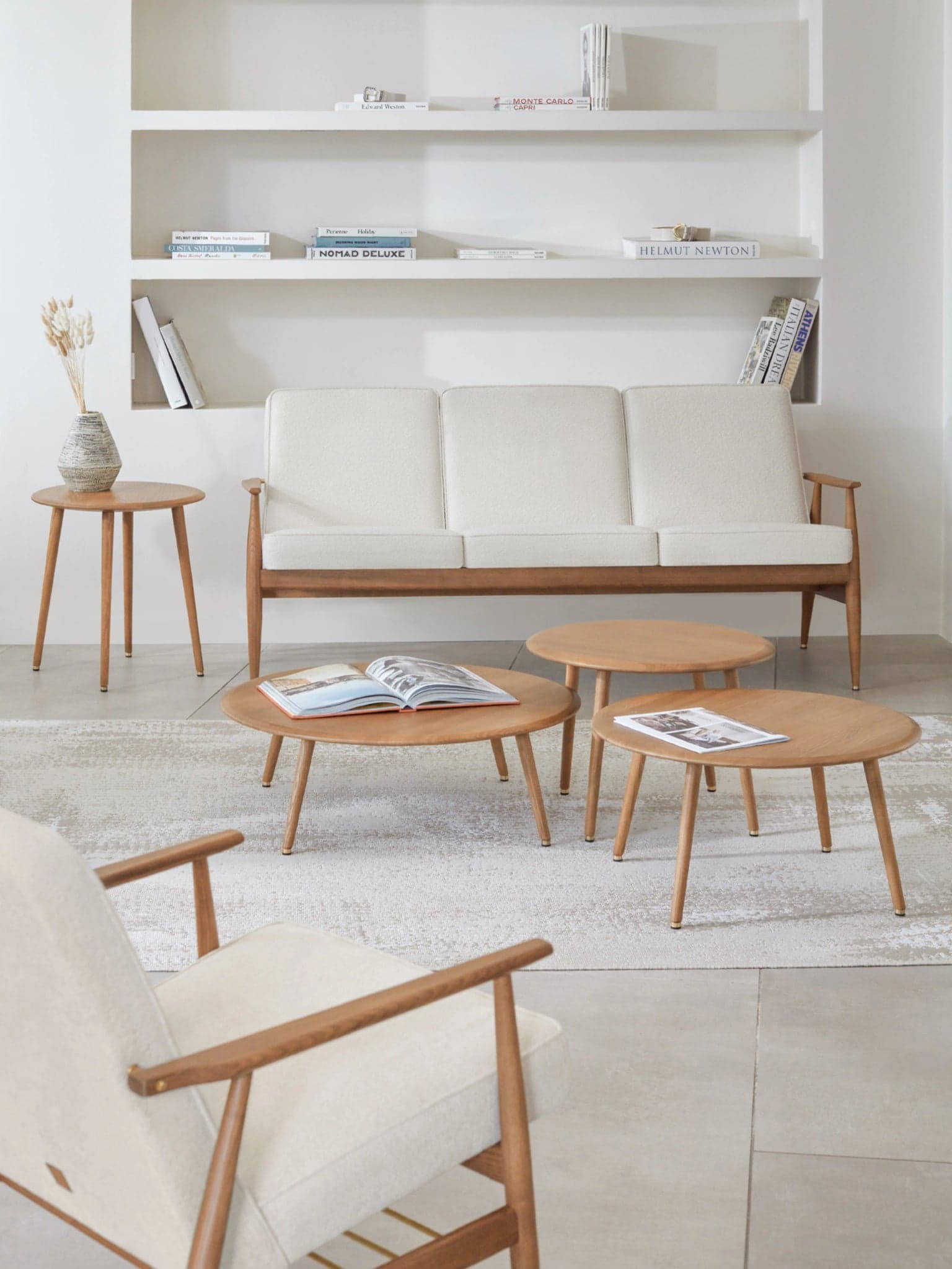 Fox M round coffee table Ø65x32 cm ash brown, mid-century modern, no brand - 65072