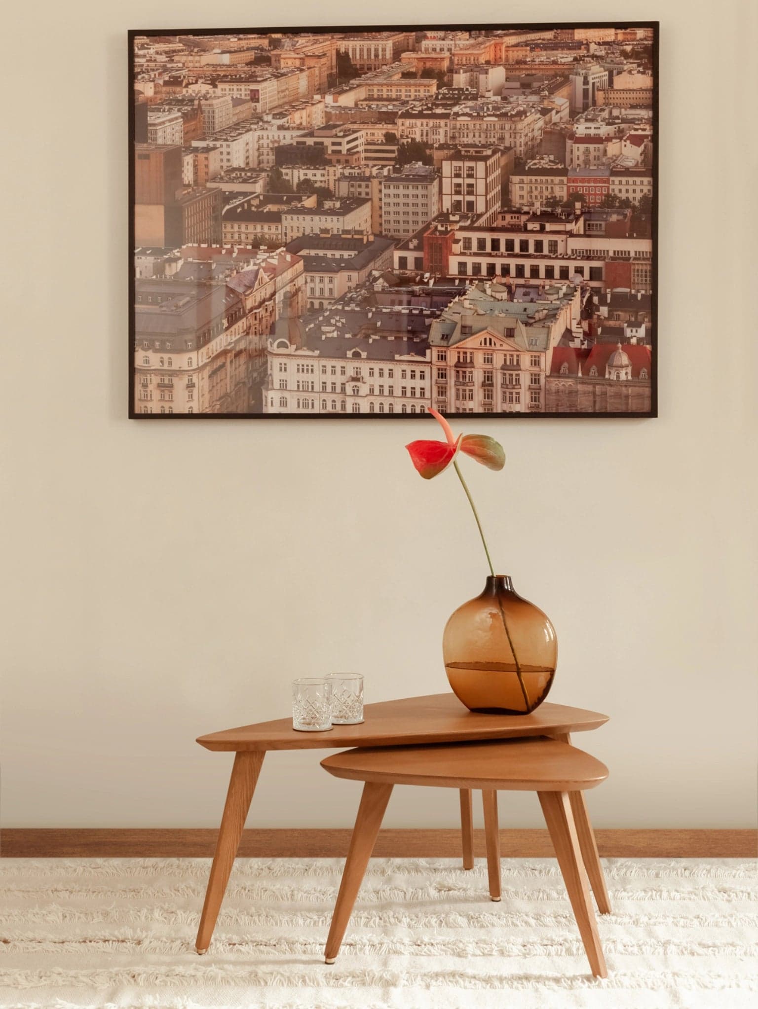 Stolik kawowy trójkątny 366 M, jesion brązowy ciemny, 366 Concept - 65081