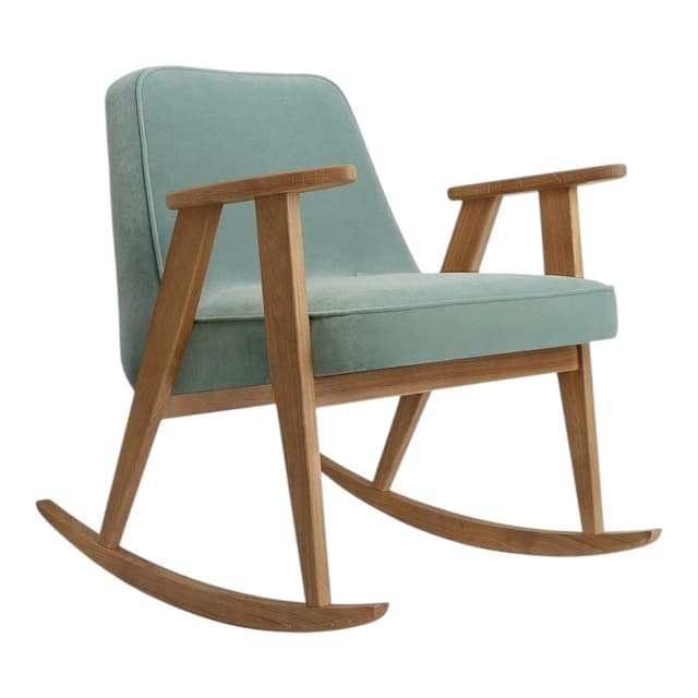 Fotel bujany 366 Velvet Mint, velvet zielony, dąb 04 Black, proj. J. Chierowski, 366 Concept - WYMIARY