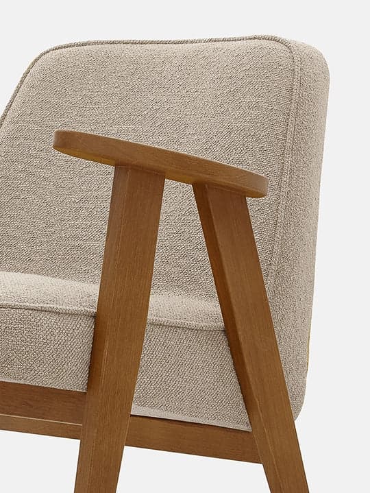 Fotel bujany 366 Boucle Beige, dąb 03 Dark, proj. J. Chierowski, 366 Concept - 65177