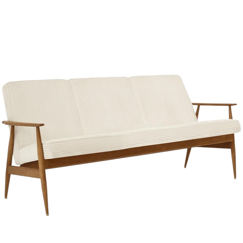 Sofa trzyosobowa Fox, Cord Creme, jesion 03 Dark, 366 Concept