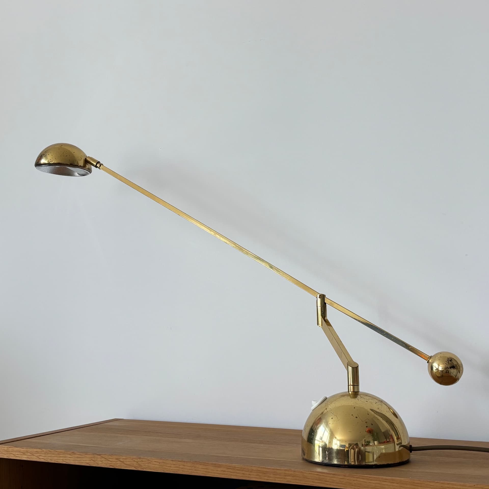 Lampa stołowa, Space Age, mosiądz złocony, Niemcy, lata 70. - 65274