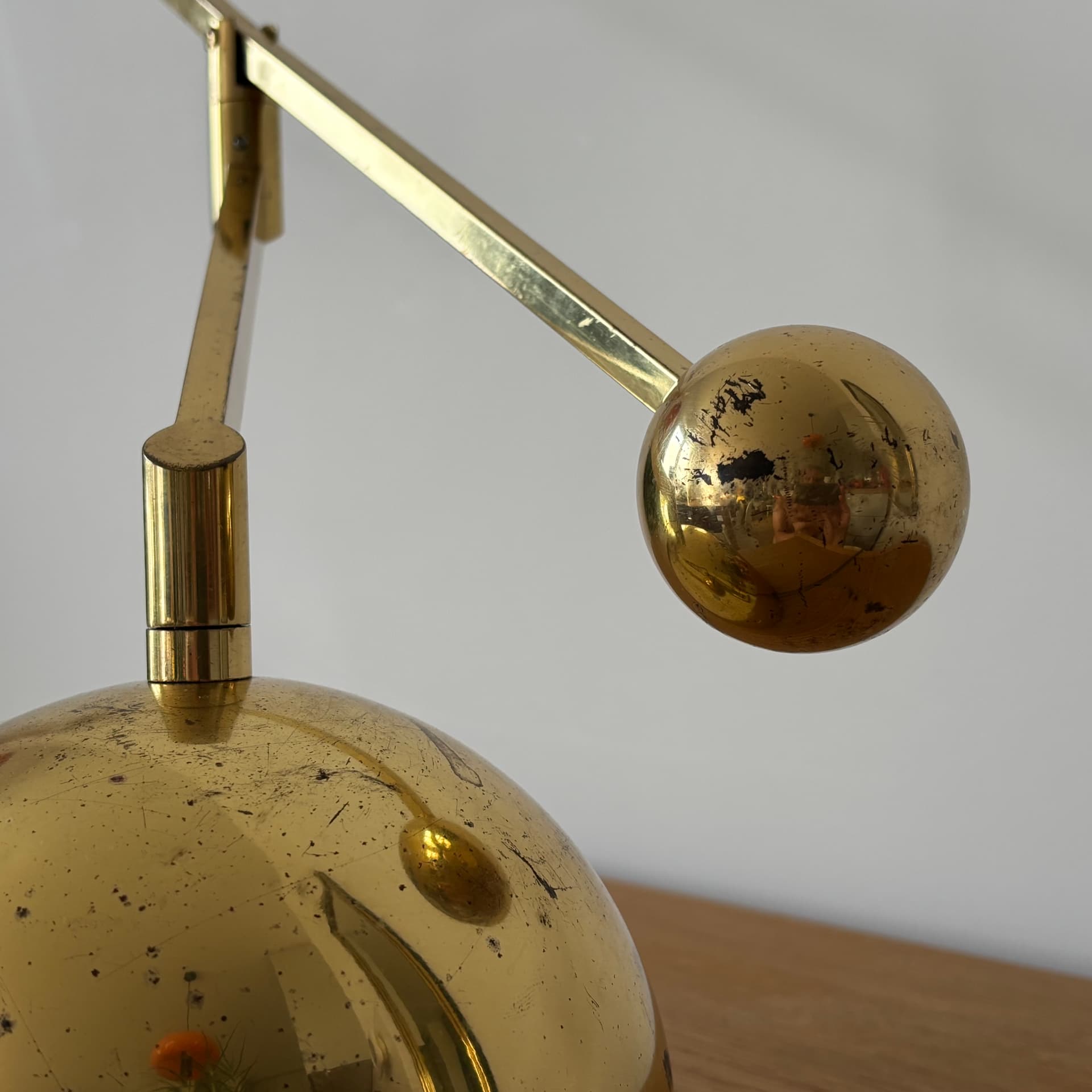 Lampa stołowa, Space Age, mosiądz złocony, Niemcy, lata 70. - 65276