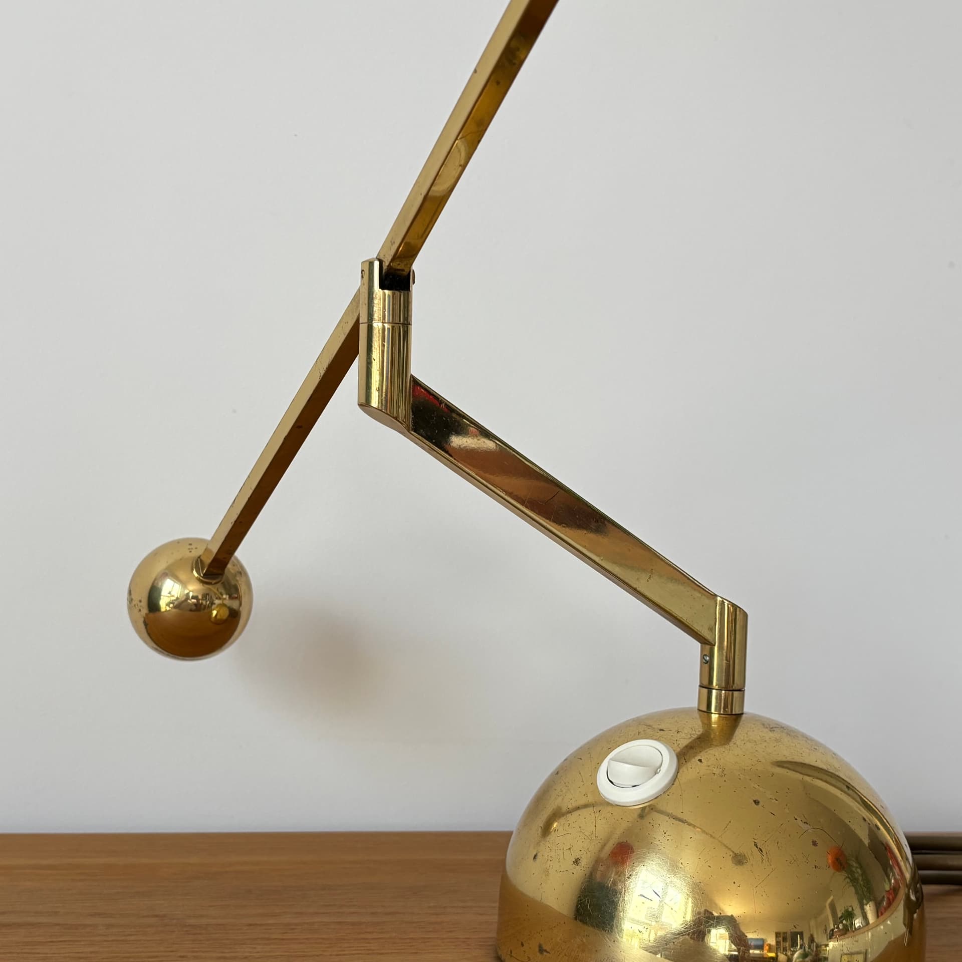 Lampa stołowa, Space Age, mosiądz złocony, Niemcy, lata 70. - 65287